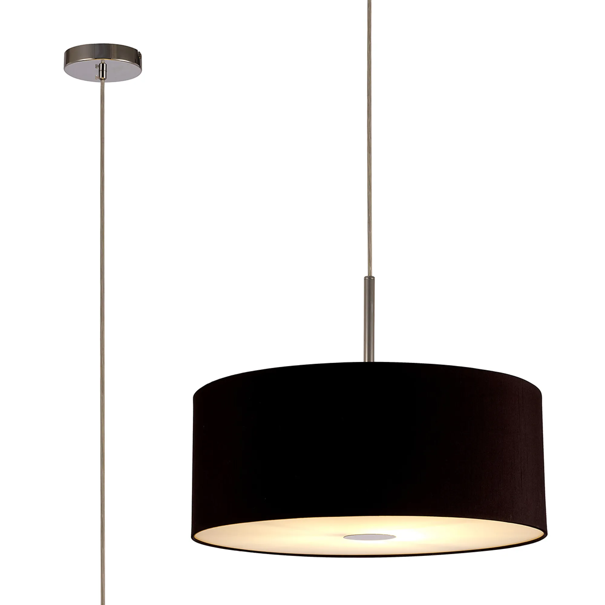 Baymont 50cm Pendant 1 Light Polished Chrome, Midnight Black/Green Olive, Frosted Diffuser